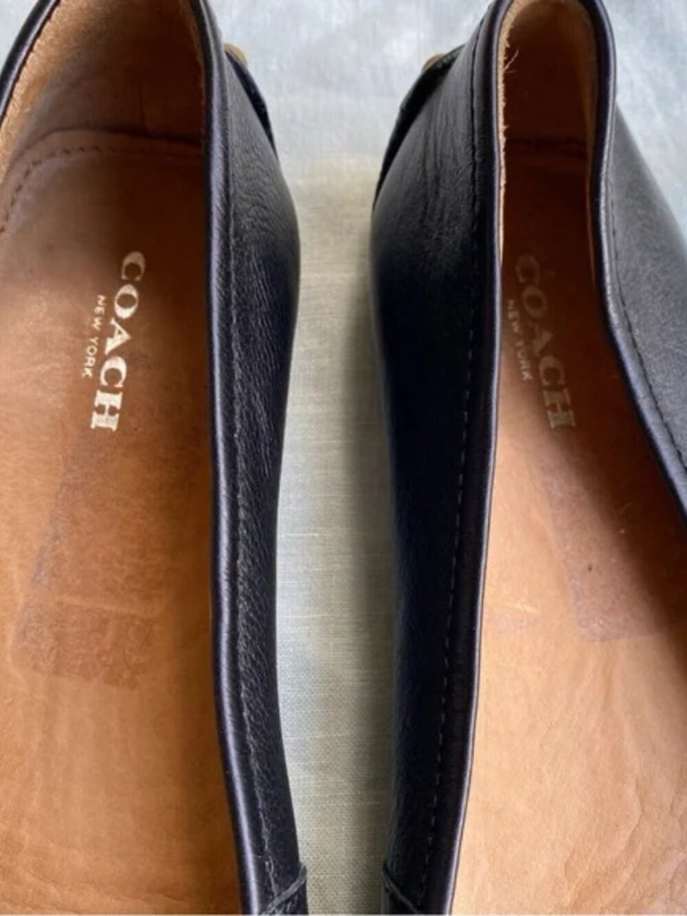 Coach black Vernon pebbled leather square toe flats - Picture 6 of 8